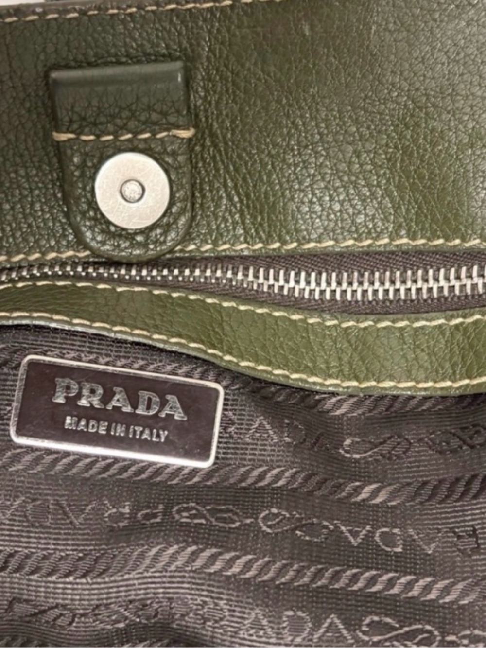 Prada Hunter Green Leather Tote — Silver Hardware • Like New - Picture 9 of 9